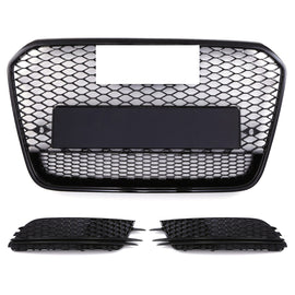 Griglia Anteriore a Nido d'Ape con Cornici Stile RS6 Nero Lucido Audi A6 C7 11-15