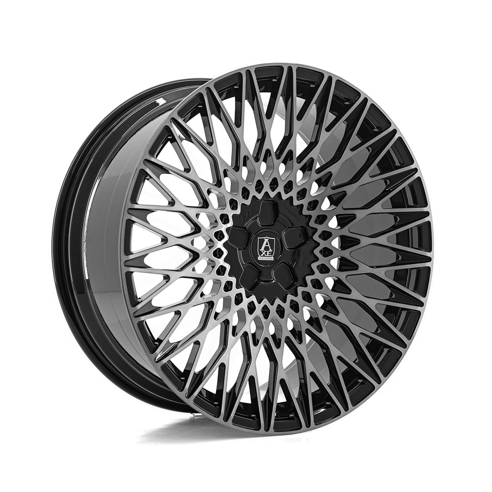 Cerchio in Lega AXE FF7 Linea FORGIATA 23x10 ET15-35 5H con foratura su misura Tinted Black & Polished