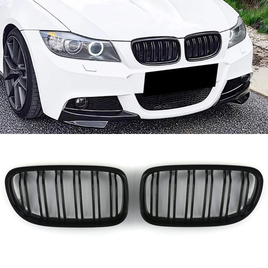 Griglia Anteriore Doppia Barra Nero Lucido BMW Serie 3 E90 E91 LCI 09-12