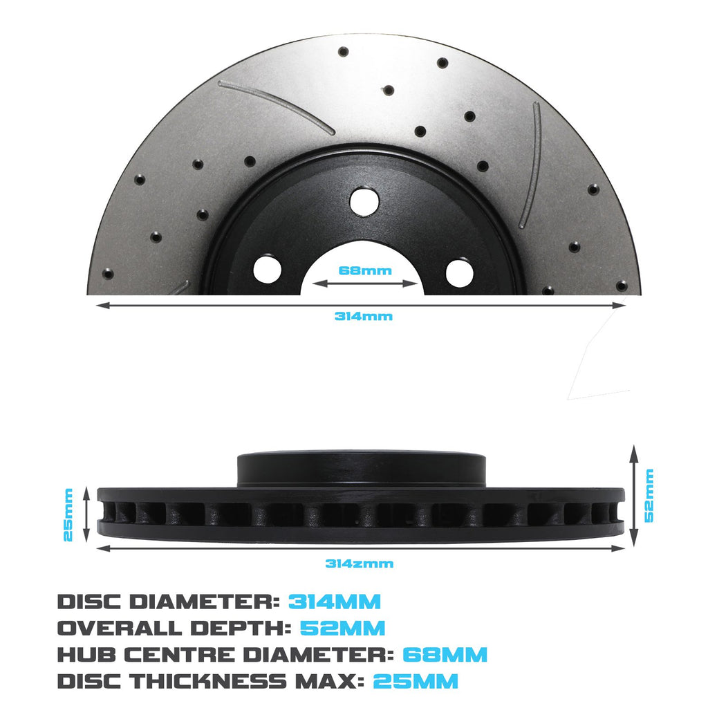 Dischi Freno Anteriori Forati e Scanalati 314mm Audi A4 B8 B9 / A5 8T 07+ - foto 3