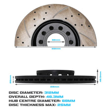 Dischi Freno Anteriori Forati e Scanalati 312mm Skoda Superb 3U 01-08 - foto 3