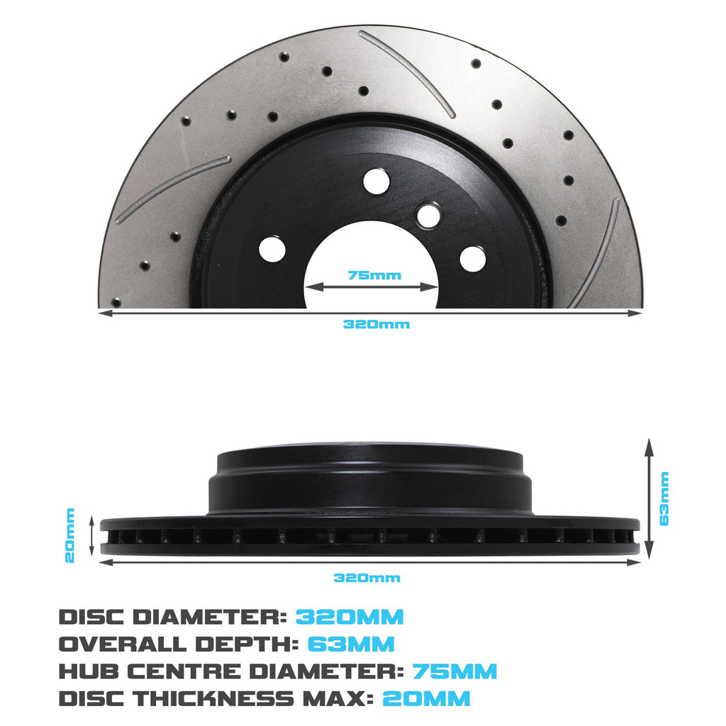 Dischi Freno Posteriori Forati e Scanalati 320mm BMW Serie 5 Serie 6 520D 530I 630I 03+ - foto 3