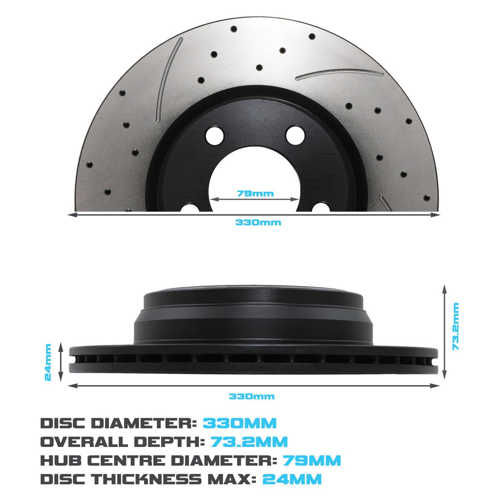 Dischi Freno Anteriori Forati e Scanalati 330mm BMW Serie 2 3 4 228 325D 430D 11-20 - foto 3