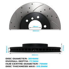 Dischi Freno Anteriori Forati e Scanalati 324mm BMW E60 E61 520D 530I 523I 02-10 - foto 3