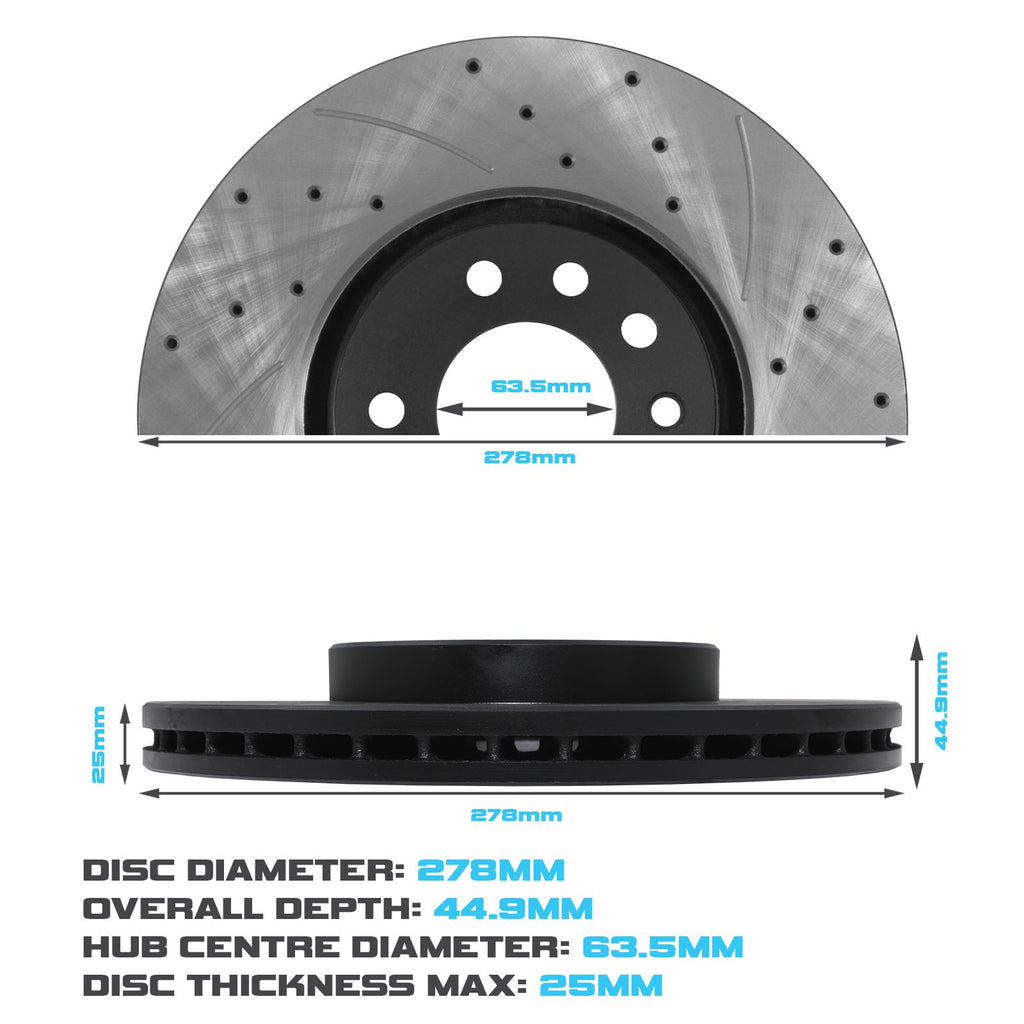 Dischi Freno Anteriori Ventilati 278mm Ford Fiesta MK7 ST180 2013-2017 - foto 3