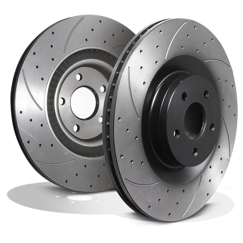 Dischi Freno Anteriori Forati e Scanalati Maggiorati 350mm Ford Focus MK3 RS 2.3 2015+