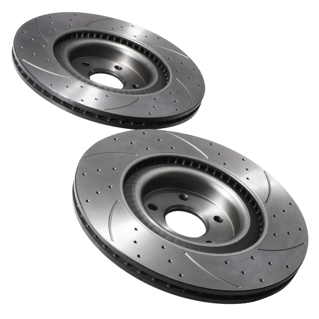 Dischi Freno Anteriori Forati e Scanalati Maggiorati 350mm Ford Focus MK3 RS 2.3 2015+ - foto 5