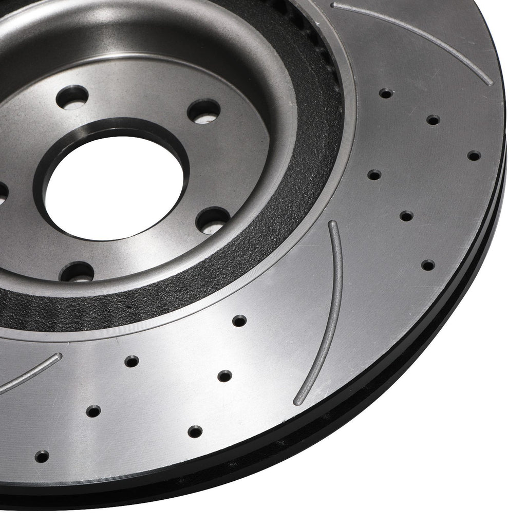 Dischi Freno Anteriori Forati e Scanalati Maggiorati 350mm Ford Focus MK3 RS 2.3 2015+ - foto 6