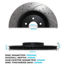 Dischi Freno Anteriori Forati e Scanalati Maggiorati 350mm Ford Focus MK3 RS 2.3 2015+ - foto 3