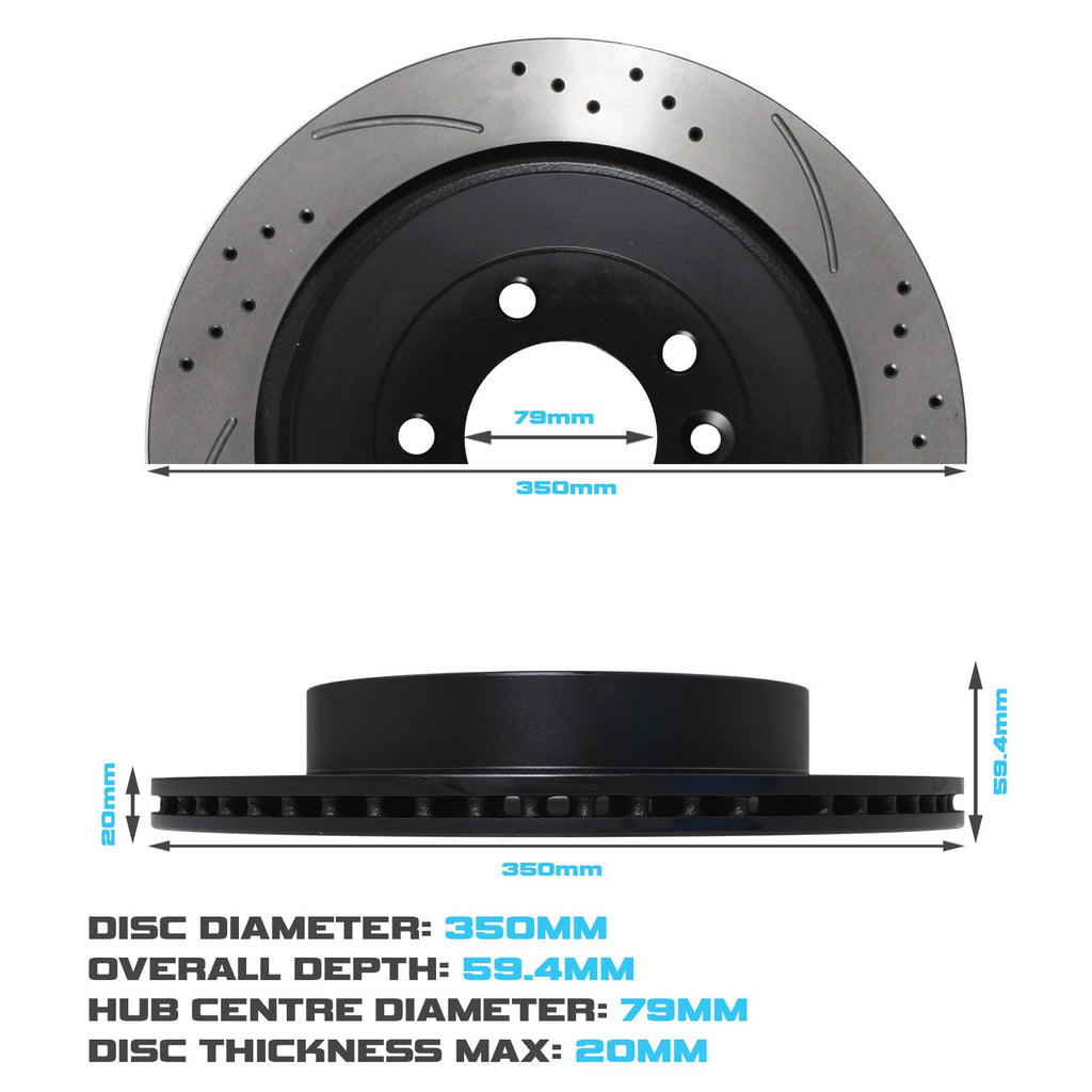 Dischi Freno Posteriori Forati e Scanalati 350mm Land Rover Discovery 3 4 3.0 5.0 V8 - foto 3