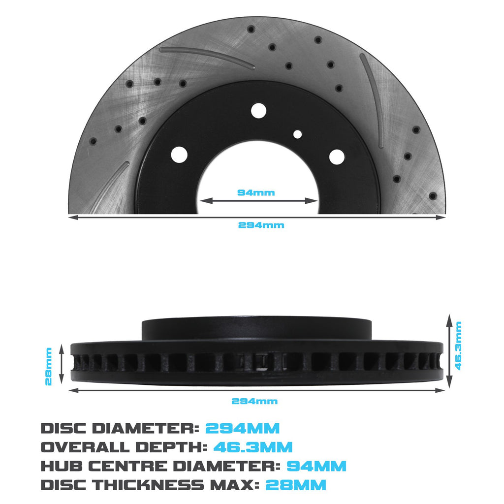 Dischi Freno Anteriori Forati Baffati 294mm Mitsubishi L200 2.4 2.5 3.5 4x4 dal 2005 - foto 3