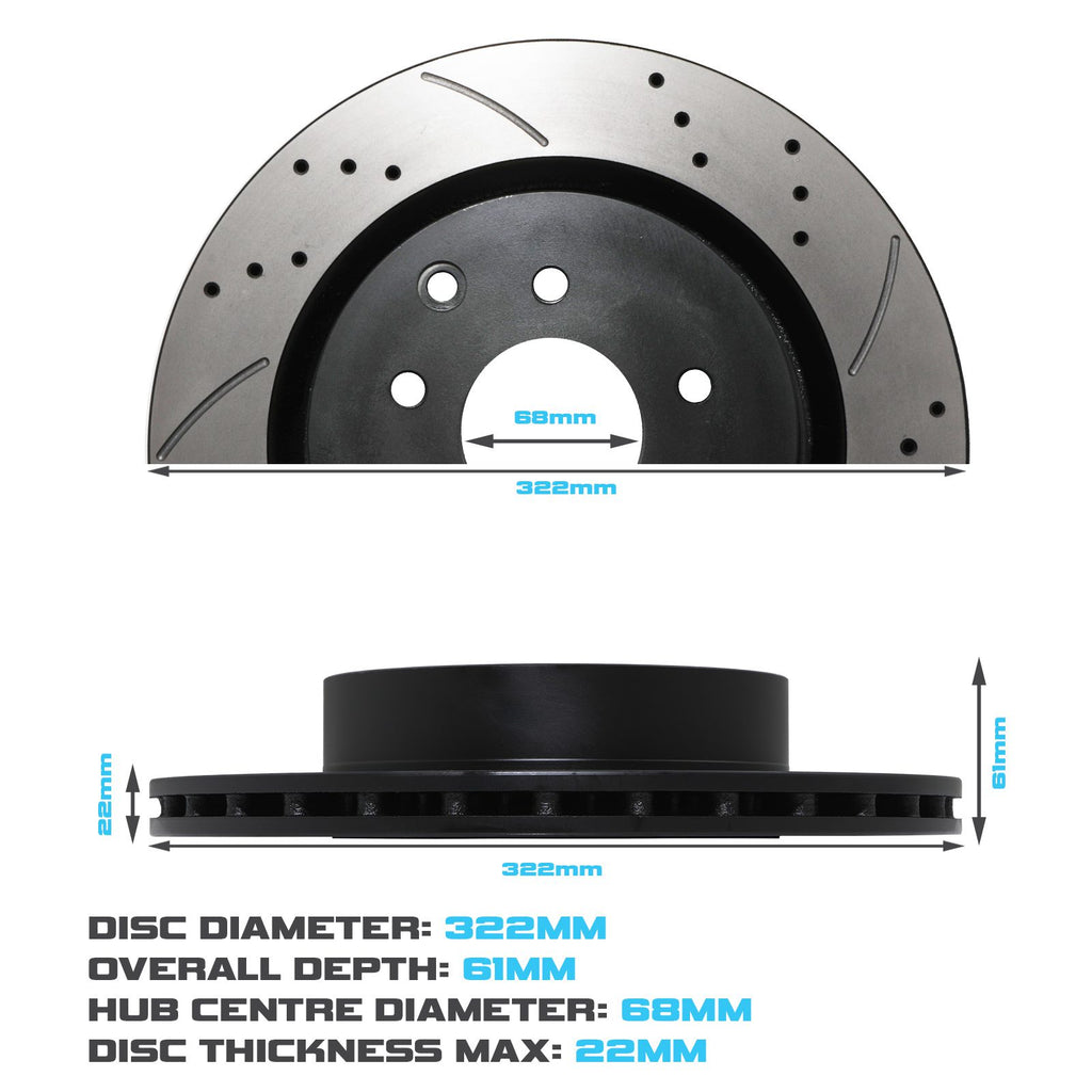 Dischi Freno Posteriori Forati e Scanalati 322mm Nissan Skyline R34 GTR RB26 1999-2002 - foto 3
