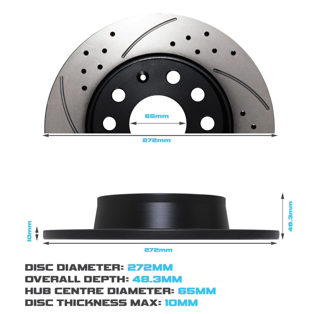 Dischi Freno Forati e Scanalati Posteriori 272mm Audi A3 8P 8V S3 - foto 3