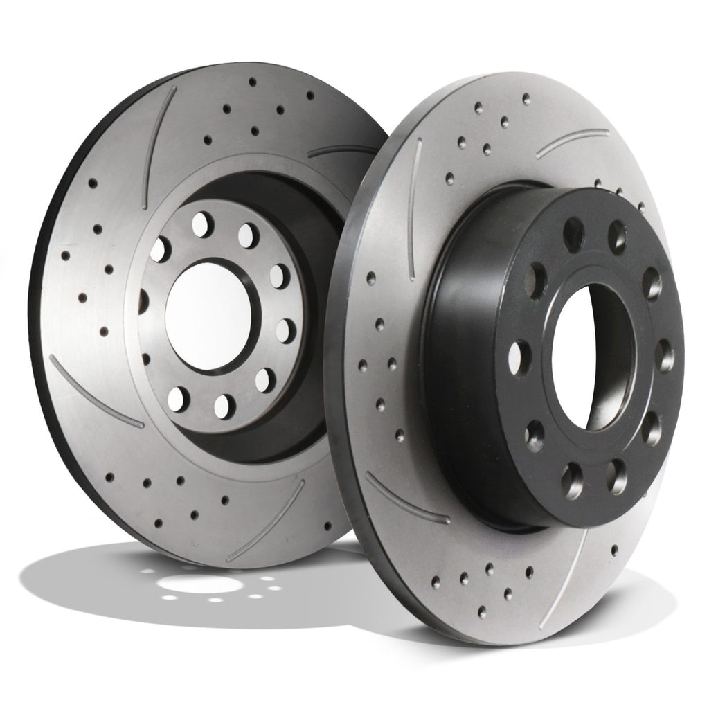 Dischi Freno Forati e Scanalati Posteriori 256mm VW Caddy Jetta Scirocco 04-15