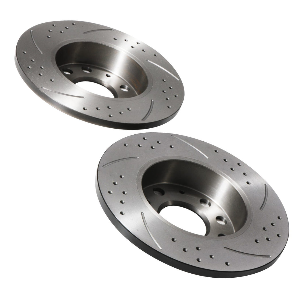 Dischi Freno Forati e Scanalati Posteriori 256mm VW Caddy Jetta Scirocco 04-15 - foto 9