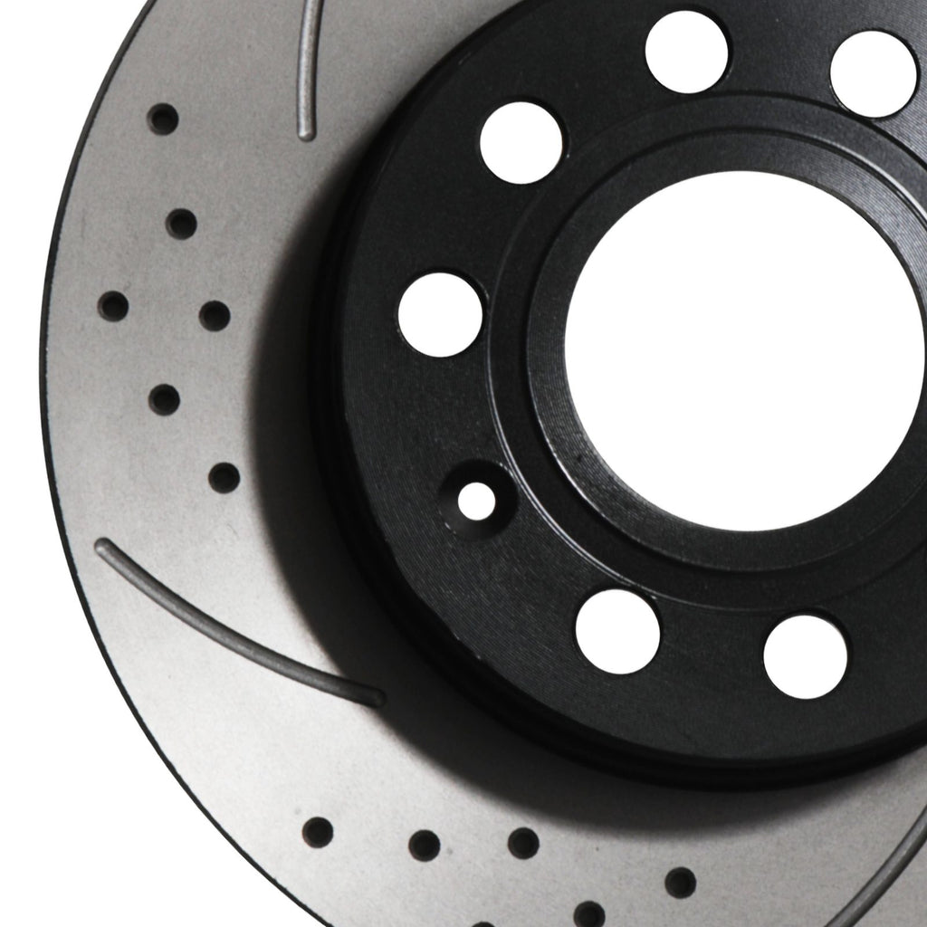 Dischi Freno Forati e Scanalati Posteriori 256mm VW Caddy Jetta Scirocco 04-15 - foto 5