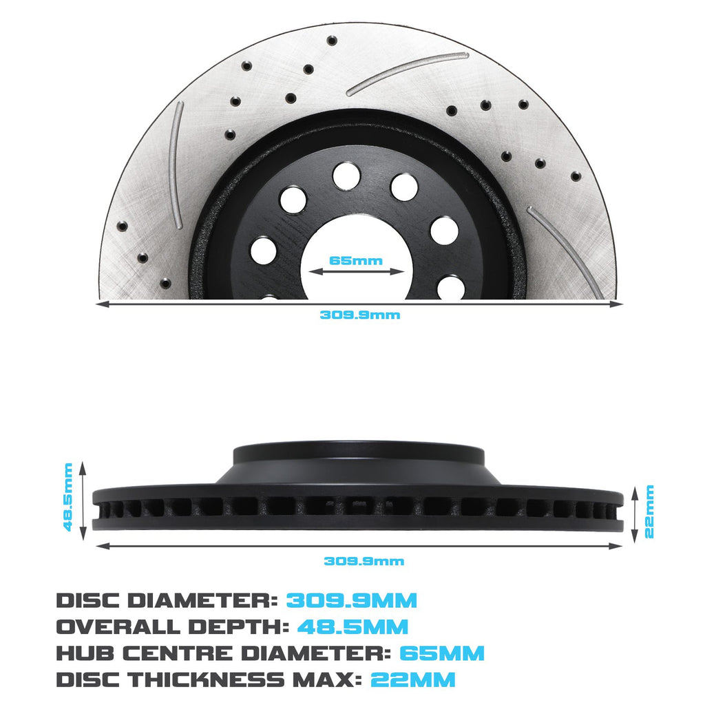 Dischi Freno Posteriori Forati e Baffati 310mm Seat Leon Cupra 5F 2.0 2.0 TSI 13-20 - foto 3