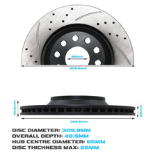 Dischi Freno Posteriori Forati e Baffati 310mm Audi TT 2.0 TTS TDI TFSI Quattro 14+ - foto 3