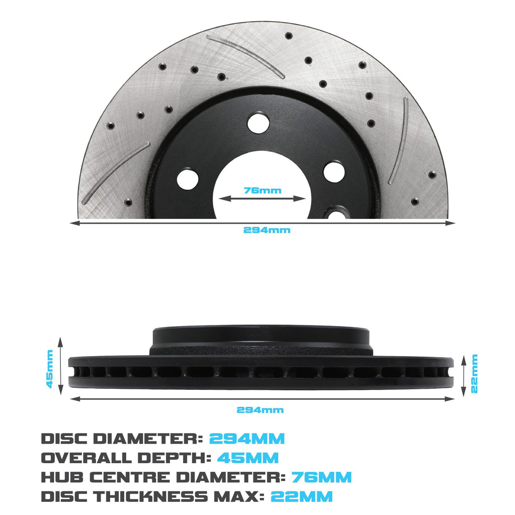 Dischi Freno Posteriori Forati e Baffati 294mm VW Transporter T6 2.0 TDI TSI 15+ - foto 3