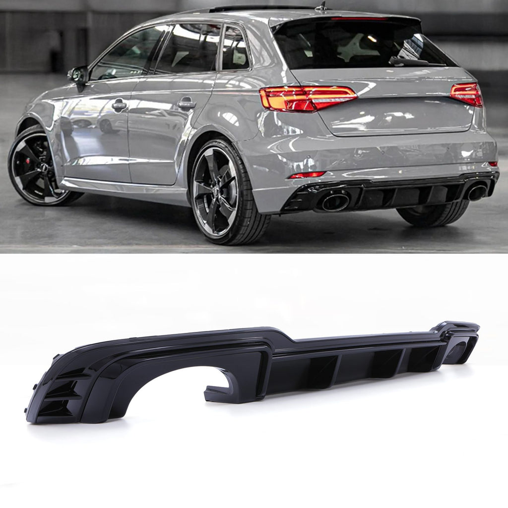 Diffusore Posteriore Stile RS3 Nero Lucido Audi A3 8V S-Line 17-20