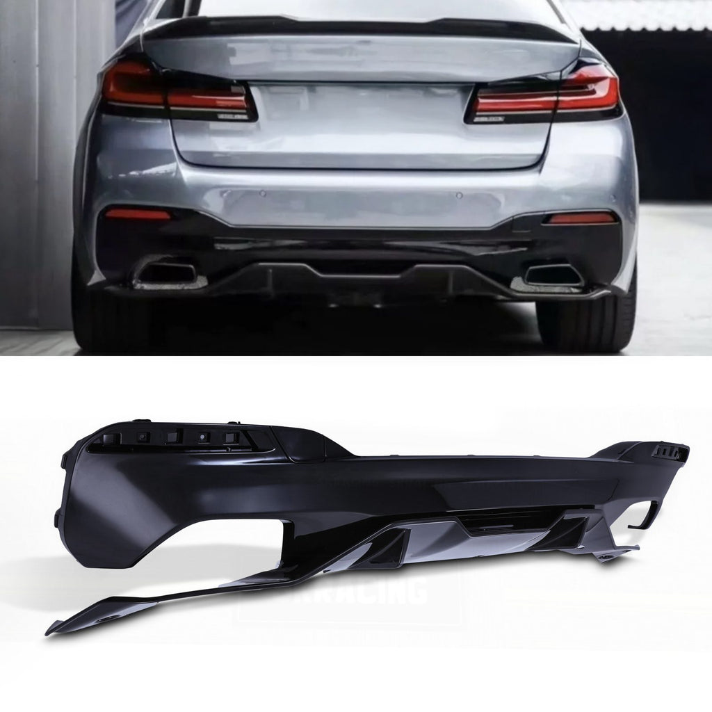 Diffusore Posteriore Doppio Scarico Nero Lucido BMW Serie 5 G30 17-20