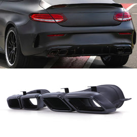 Terminali di Scarico Quad Stile C63 Nero Lucido Mercedes Classe C W205 17-23