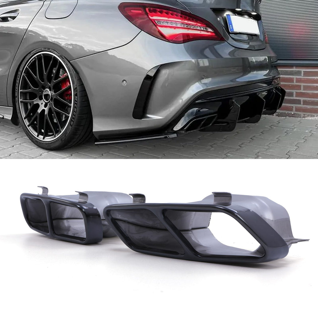 Terminali di Scarico Quad Stile AMG Nero Lucido Mercedes Classe A W176 12-18