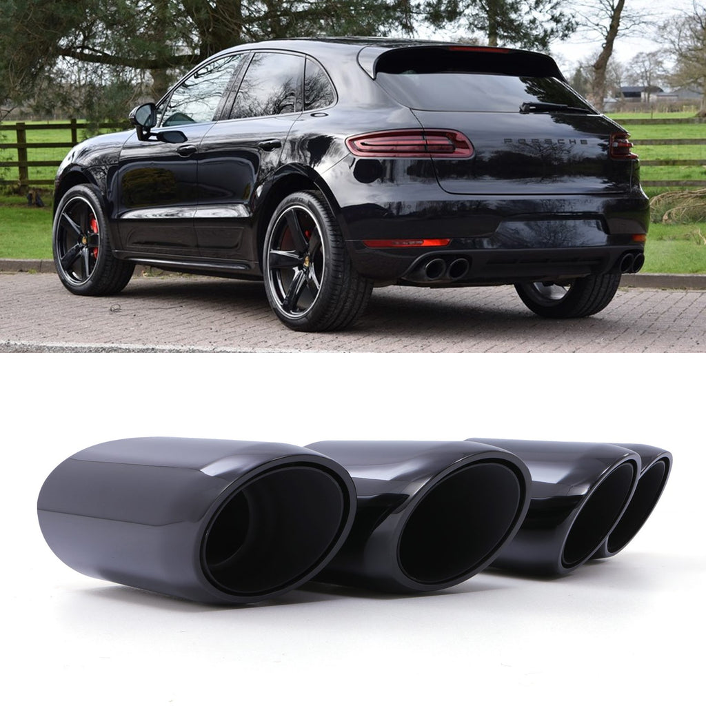 Terminali di Scarico Quad Nero Lucido Porsche Macan S MK1 2015-2018