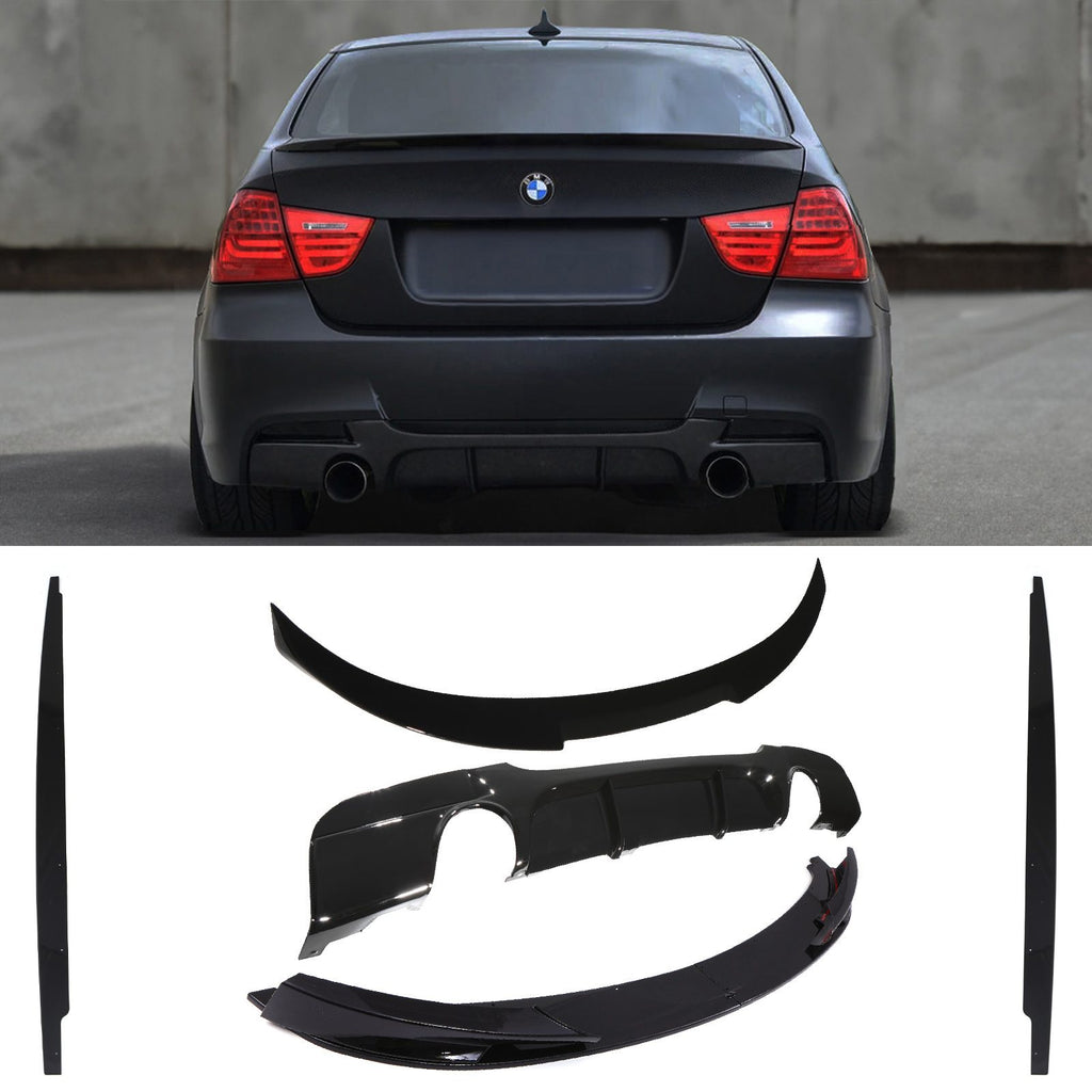 Body Kit Aerodinamico Stile M4 Doppio Scarico Nero Lucido BMW 3 Series E90 LCI 09-12
