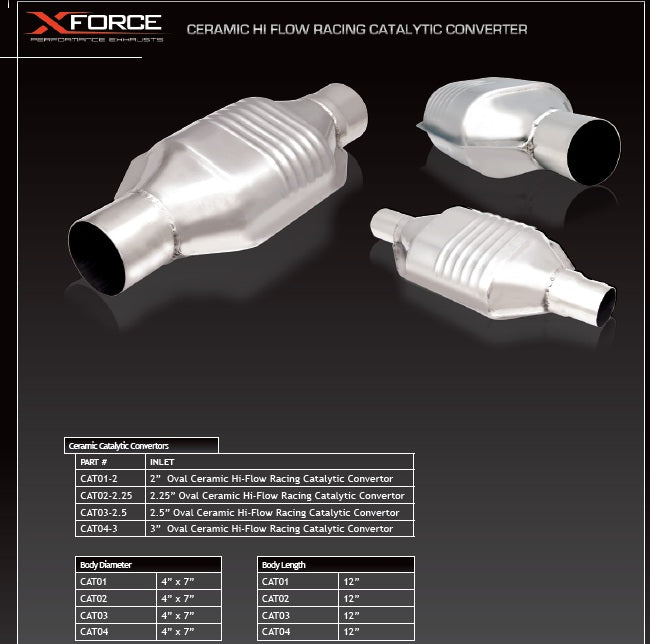 Catalizzatore sportivo ad alto flusso XFORCE 2.25 100 celle ceramico o
