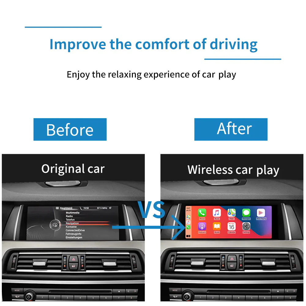 Wireless CarPlay Android Auto MMI Prime BMW Serie 1 2 3 4 5 6 7 X1 X3 X4 X5 X6 X7 I3 I8 e Mini F54, F55, F56, F57, F60/R60, R61 con sistema CIC NBT EVO  GPS Navigation Kit
