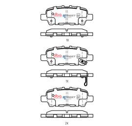Pastiglie freni Nissan Leaf / E NV200 2012 On R - Infiniti EX30D 2010-2013 / Infiniti EX37 2008-2013 / Infiniti G37 2008-2014 / Infiniti M30D 2010-2014 / Infiniti M35h 2011-2014 (+26 modelli)