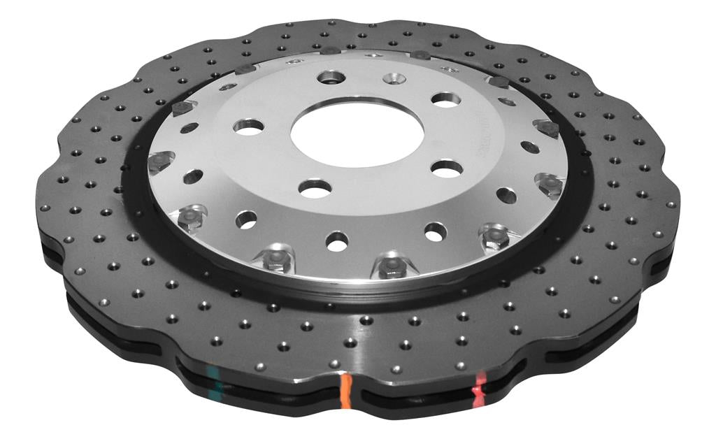 Disco freno 5000 Series forato incrociato e a fossette campana argento - Audi R8 2007-2017 / Audi RS4 B8 2012-2016 / Audi RS5 B8 2010-2016
