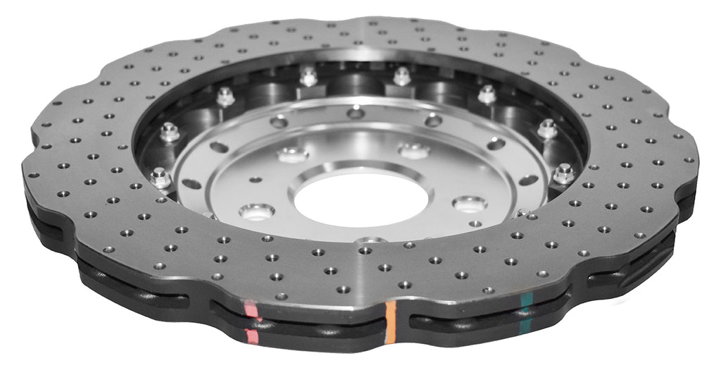 Disco freno 5000 Series forato incrociato e a fossette campana argento - Ø 330 mm - spessore 22 mm - Audi RS4 B8 2012-2016 - DBA52835WSLVXD