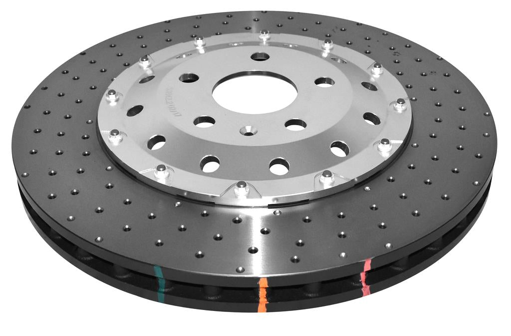 Disco freno 5000 Series forato incrociato e a fossette campana argento - Audi TTRS Plus quattro 8J 2012-2014 / Audi TTRS quattro 8J 2009-2014 / Cupra Ateca 2018 / Cupra Formentor 2020-2024 / Cupra Leon 2020-2024 (+1 modelli)