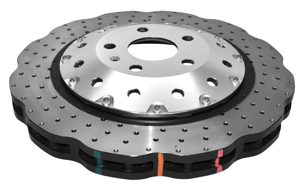 Disco freno 5000 Series forato incrociato e a fossette campana argento - Ø 370 mm - spessore 34 mm - Audi RS3 8V 2015-2020 - DBA52844WSLVXD