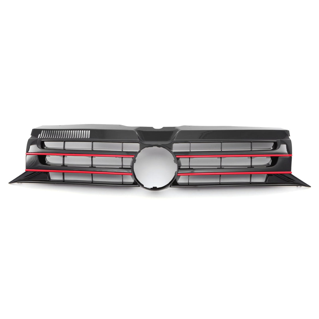 Griglia Paraurti Anteriore Nera Lucida con Supporto Stemma Bordo Rosso VW Transporter T5.1 09-15 - foto 2