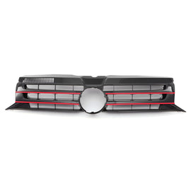 Griglia Paraurti Anteriore Nera Lucida con Supporto Stemma Bordo Rosso VW Transporter T5.1 09-15 - foto 2