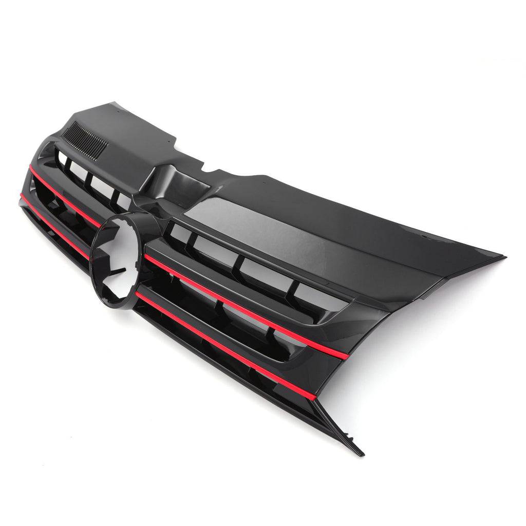 Griglia Paraurti Anteriore Nera Lucida con Supporto Stemma Bordo Rosso VW Transporter T5.1 09-15 - foto 3