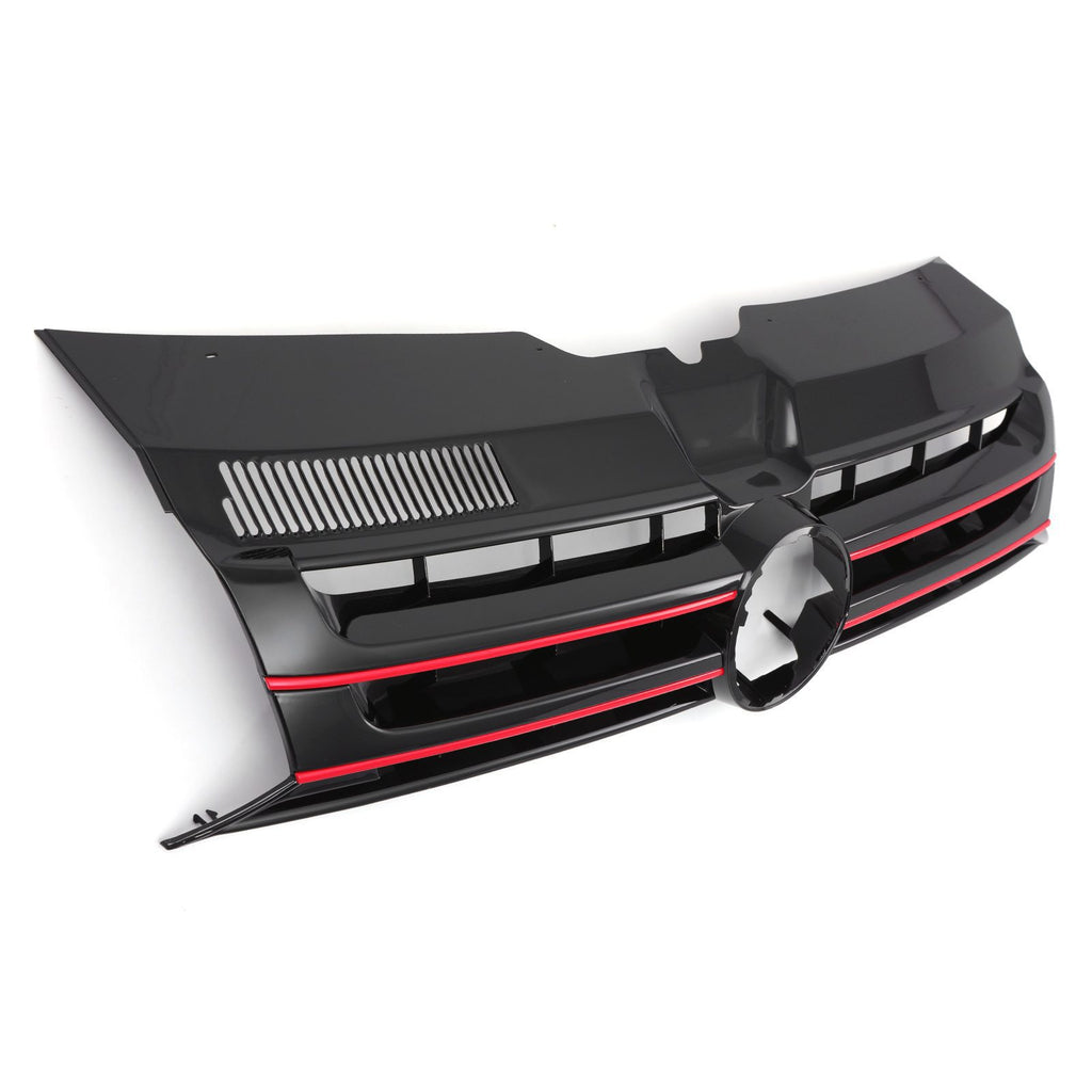 Griglia Paraurti Anteriore Nera Lucida con Supporto Stemma Bordo Rosso VW Transporter T5.1 09-15 - foto 4