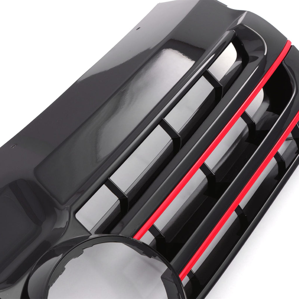 Griglia Paraurti Anteriore Nera Lucida con Supporto Stemma Bordo Rosso VW Transporter T5.1 09-15 - foto 5