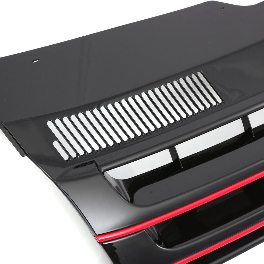 Griglia Paraurti Anteriore Nera Lucida con Supporto Stemma Bordo Rosso VW Transporter T5.1 09-15 - foto 7