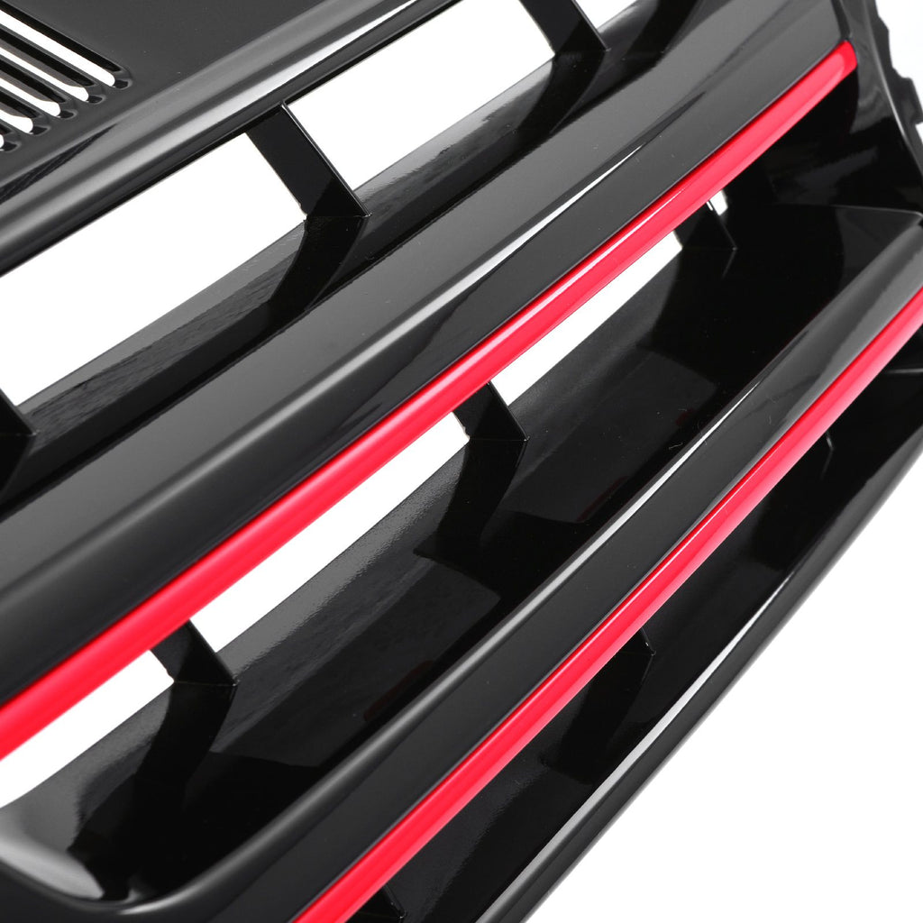 Griglia Paraurti Anteriore Nera Lucida con Supporto Stemma Bordo Rosso VW Transporter T5.1 09-15 - foto 8