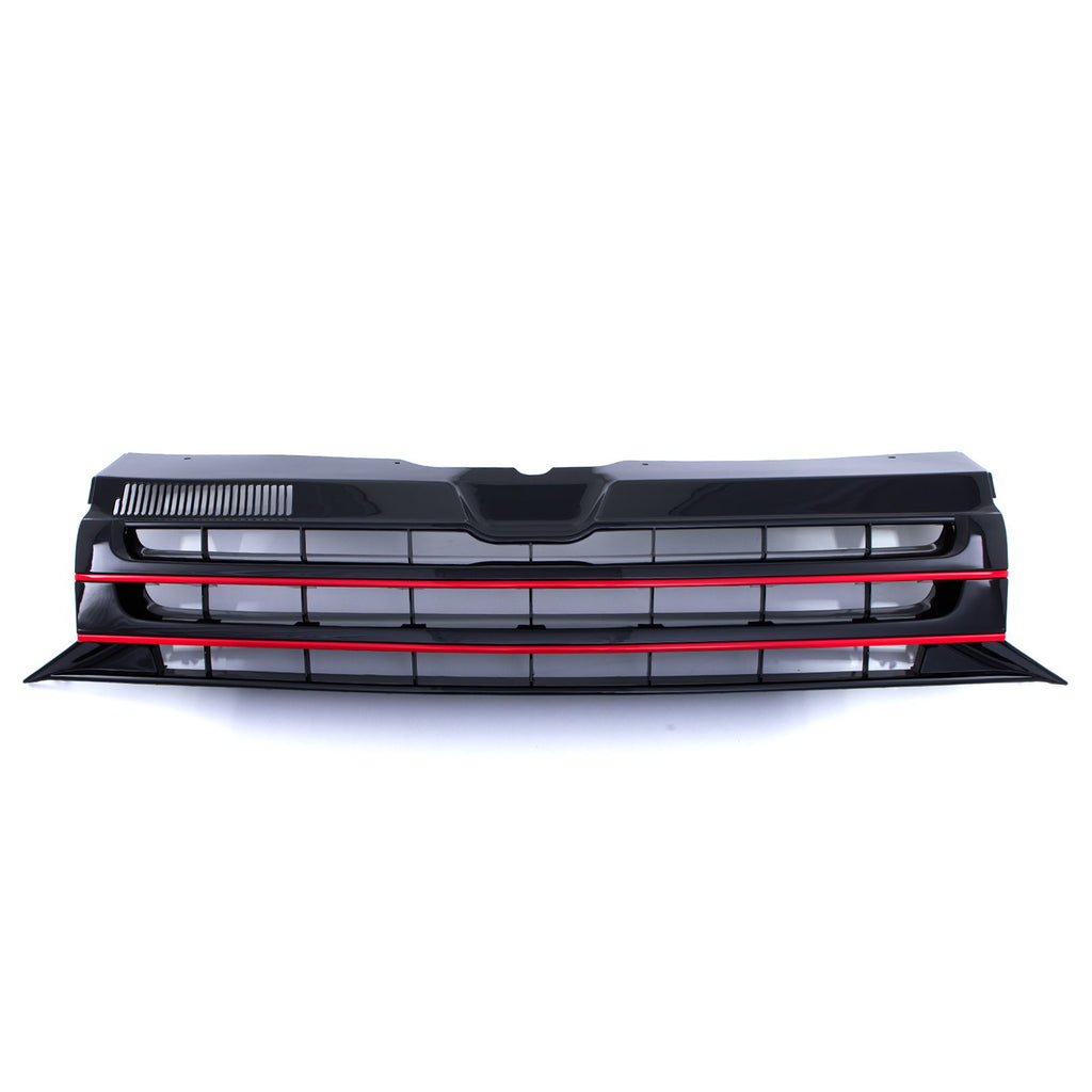 Griglia Paraurti Anteriore Nera Lucida Senza Stemma Bordo Rosso VW Transporter T5.1 09-15