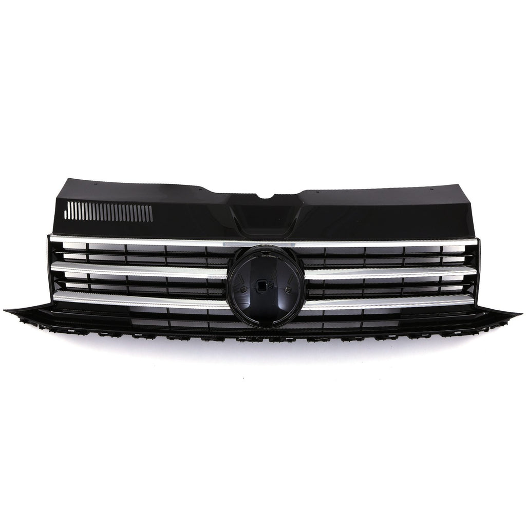 Griglia Paraurti Anteriore Nera Lucida con Supporto Stemma Bordo Cromato VW Transporter T6 16-19