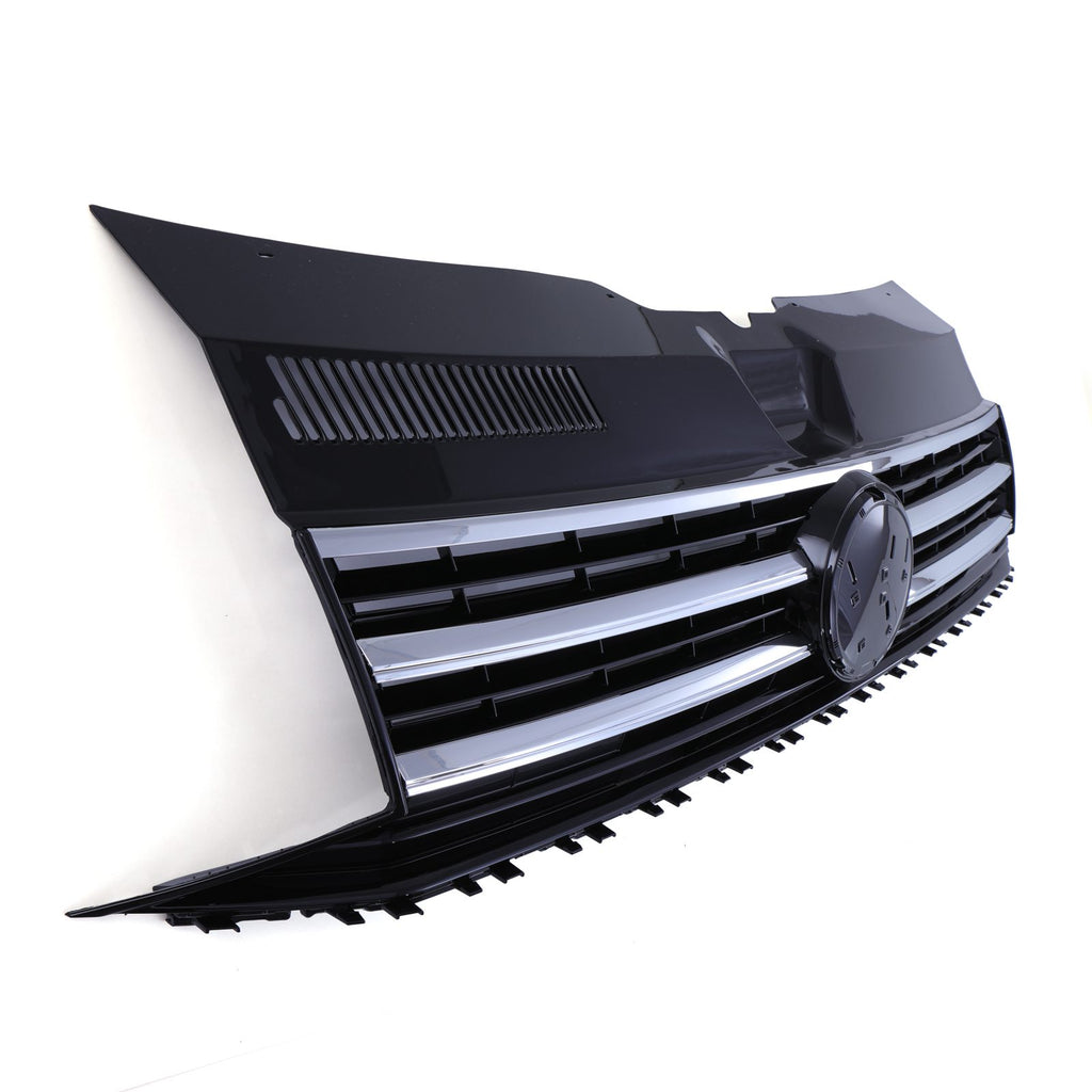Griglia Paraurti Anteriore Nera Lucida con Supporto Stemma Bordo Cromato VW Transporter T6 16-19 - foto 2