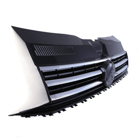 Griglia Paraurti Anteriore Nera Lucida con Supporto Stemma Bordo Cromato VW Transporter T6 16-19 - foto 2