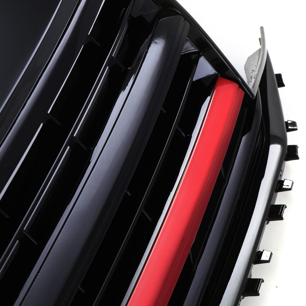 Griglia Paraurti Anteriore Nera Lucida con Supporto Stemma Bordo Rosso VW Transporter T6 16-19 - foto 4