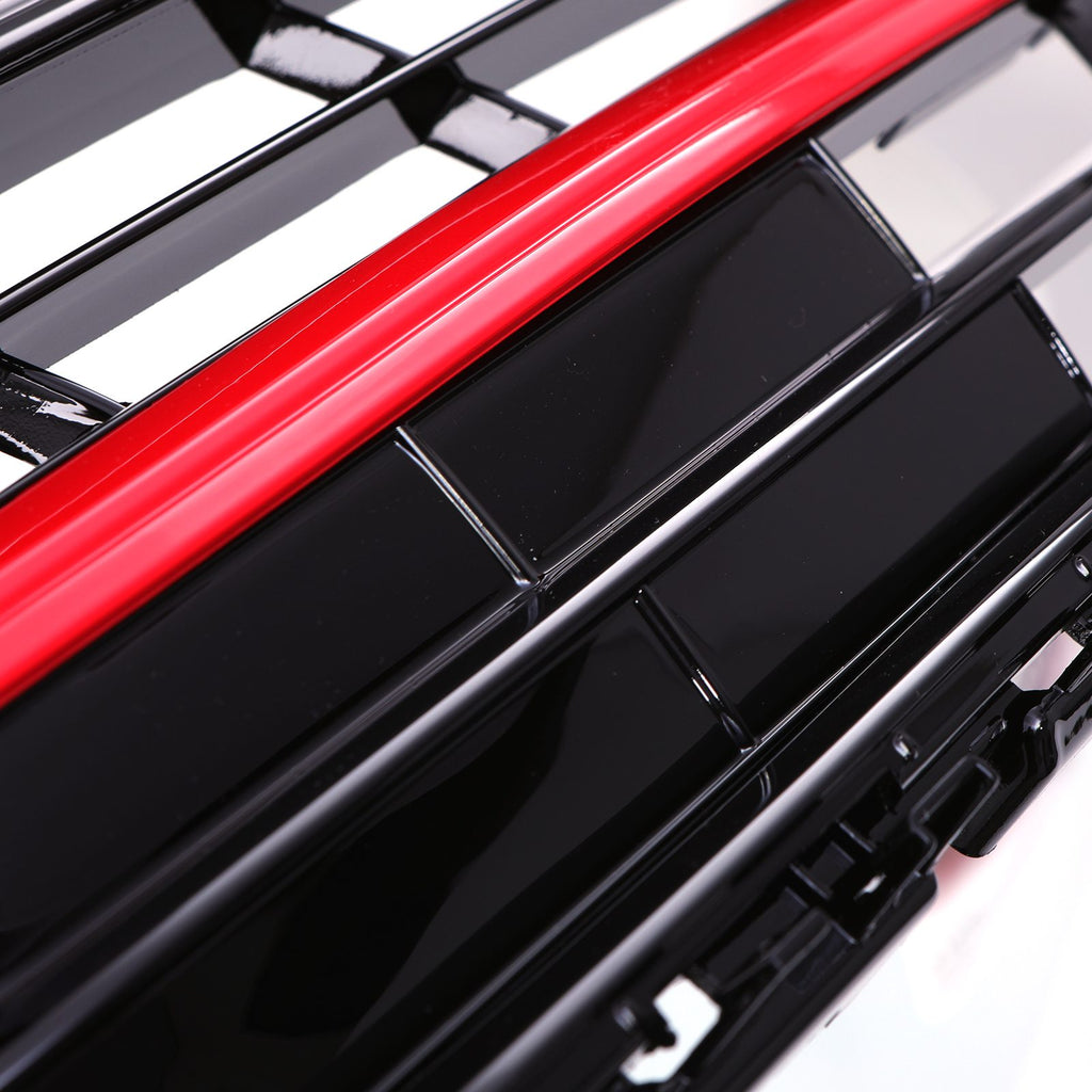 Griglia Paraurti Anteriore Nera Lucida con Supporto Stemma Bordo Rosso VW Transporter T6 16-19 - foto 5