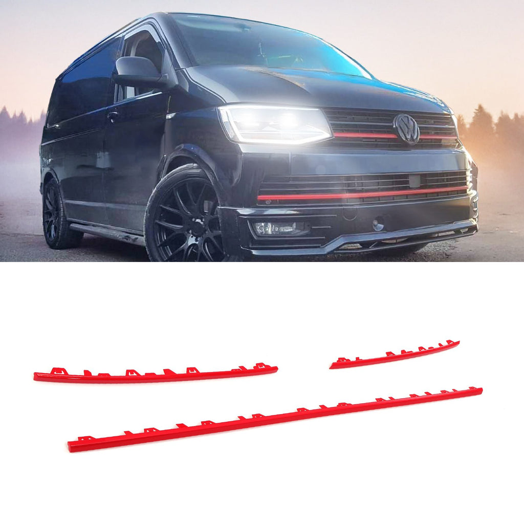 Griglia Anteriore Rossa 3 Pezzi Volkswagen Transporter T6 16-19